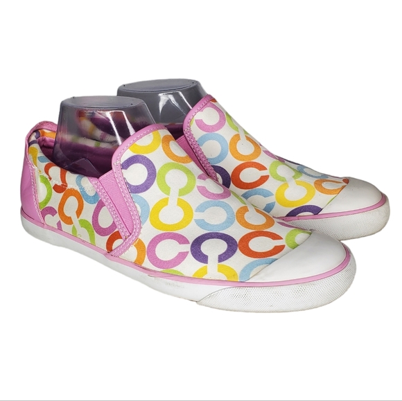 COACH Beale Slip On Sneaker Signature Print Pink Sz 10B - Picture 1 of 10